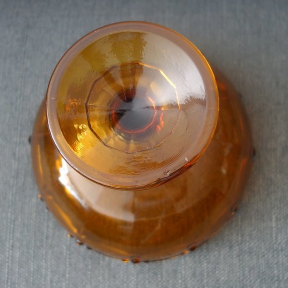 Vintage Amber Pedestal Glass Bowl - Picture 4 of 11